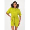 Jumpsuit FRESHLIONS "Livia", Baby, Gr. L, EURO-Größen, grün, 100% Leinen, casual, kurz, ohne Ausschnitt, Kurzarm, Overalls, mit atmungsaktiver Eigenschaft