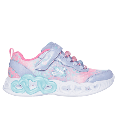 Skechers Girl's Infinite Heart Lights - Heart Jewels Sneaker | Size 2.0 | Lavender | Textile/Synthetic