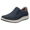 Slip-On Sneaker RIEKER, Herren, Gr. 46, blau (jeansblau, braun), Lederimitat, casual, Schuhe, Slipper, Schlupfschuh, Halbschuh mit seitlichen Stretcheinsätzen