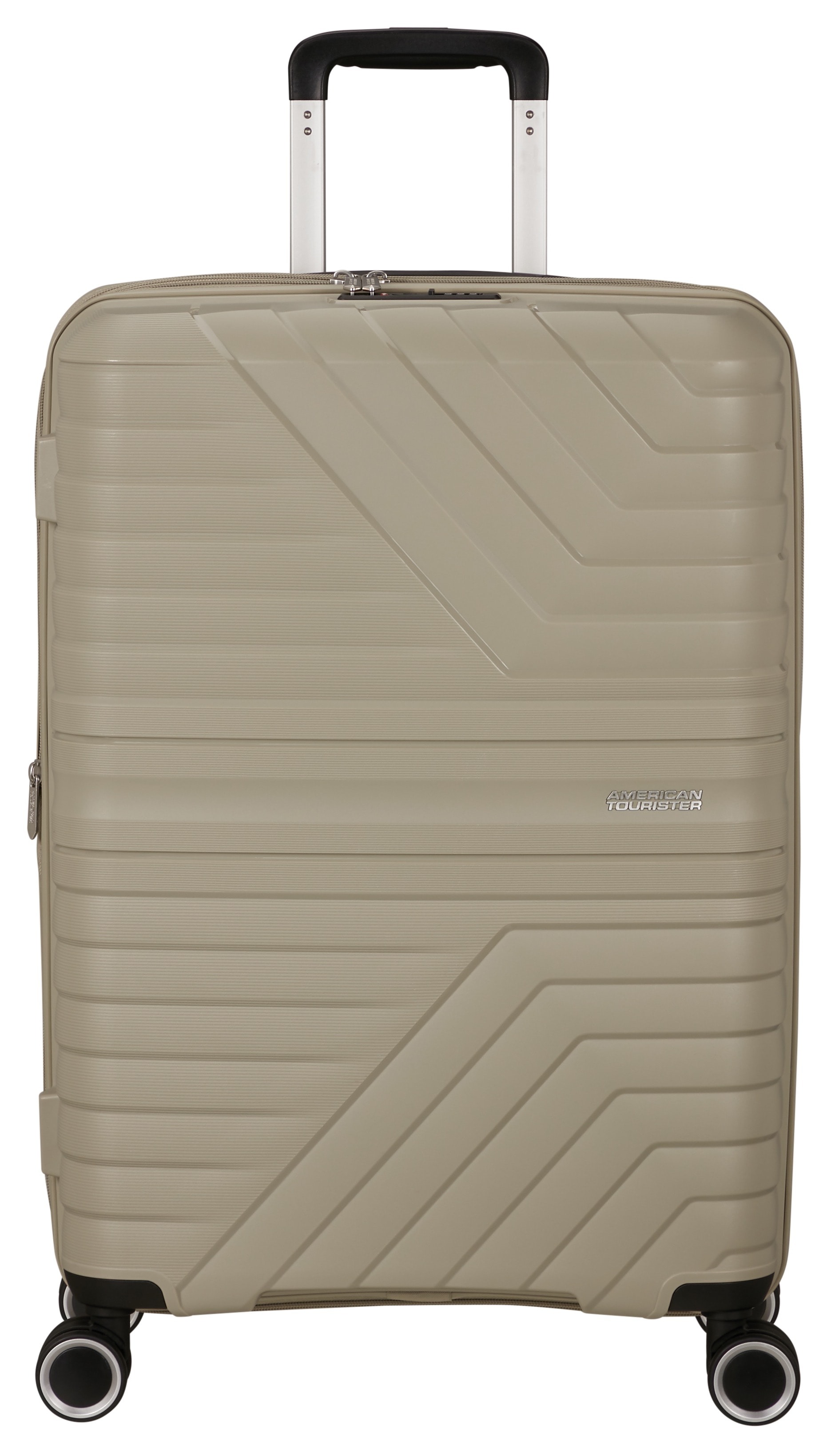Hartschalen-Trolley AMERICAN TOURISTER "FLYTWIST, verschiedene Größen und Farben", Gr. B/H/T: 45 x 67 x 26 63, gelb (sandstone), Polypropylen, Koffer, Hartschalen-Koffer personalisierbar Volumenerweiterung Image
