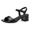 Sandalette TAMARIS, Damen, Gr. 42, schwarz, Lacklederimitat, elegant, Schuhe, Blockabsatz, Festtagsschuh, Abendschuh, Klett unter der Zierschnalle