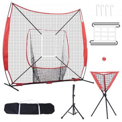 Portable 7x7 Baseball Training Net with Strike Zone and Ball Collector