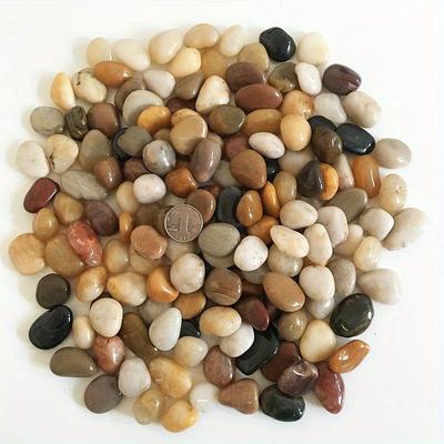 TEMU Polished Natural Stone Pebbles - Decorative Multi-colored Rain Flower Stones For Aquariums, Plant Pots, Landscaping - 500g-1000g Pack Image