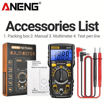 TEMU Aneng Sz303 1999 Count Digital Multimeter Ac/ Current Resistance Professional Electrical Tester Tools Image