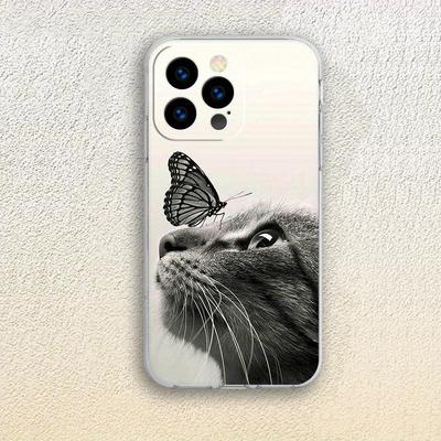 TEMU Cute Cat Butterfly Clear Phone Case For Iphone 15 14 13 12 11 Pro Max 13mini 15 Ultra Xs Image