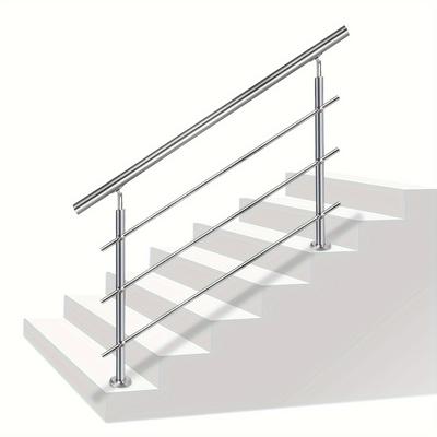TEMU Yardin 1pc Handrail Stainless Steel Stair Handrail With 2 Posts Stair Balustrade Railing For Balcony Stairs Indoor And Outdoor Image