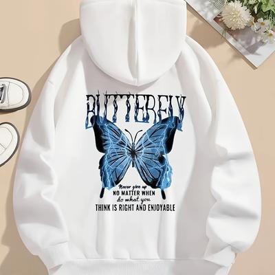 TEMU Print Hoodie, Drawstring Casual Hooded Sweatshirt For Winter & Fall, Women's Clothing Image