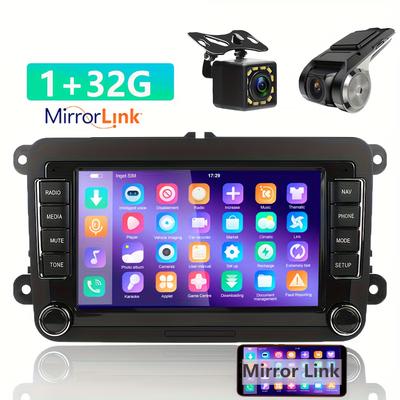 TEMU Podofo 7 Inch Car Radio Android13 2din For Vw For Golf 5 For Golf 6 For For Seat For For For Caddy For For Tiguan 1g 32g Car Radio With Navi Gps Wifi Wireless Fm +dvr Camera +rear View Camera Image