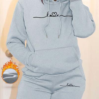 TEMU Letter Print 2 Piece Set, Hoodie & Pants, Women's Clothing Image