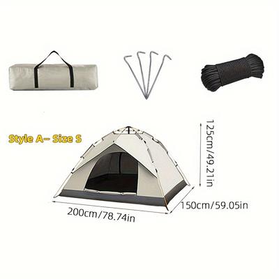 TEMU Portable Camping Tent With And 2 Windows, Full Automatic Quick Setup For Overnight Outdoor Use, Suitable For 2-3 People/3-, Portable , Garden Shelter Set Image