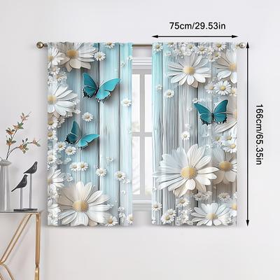 TEMU 2pcs Contemporary Blackout Curtains, Polyester 100% Woven Rod Pocket Window Treatments, Machine Washable, Unlined, For Bedroom, Office, Kitchen, Living Room, Study - Theme Image