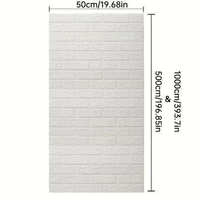 TEMU 3d Brick Wall Sticker, Self-adhesive , Texture, Realistic Pattern, Home Decor, Diy Wall For Living Room Bedroom, Vinyl, Straight , 5m/10m Roll Image