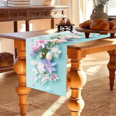 TEMU Spring Floral Patterned Tablecloth, , , Elegant Patterns That Enhance The Festive Atmosphere, Suitable For Dining Rooms, , Living Rooms, And Coffee Tables. Image
