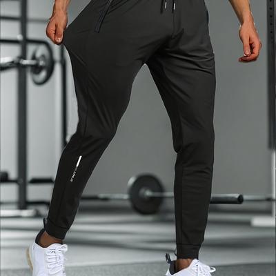 TEMU Men's Summer Quick-dry Training Pants - Breathable, Stretchy Fabric, Zipper Pockets, Gym & Fitness Wear, , Gym Pants|zippered Pants|stretchy Fabric Image