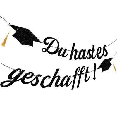 TEMU Graduation Garland In Golden, Congratulations Banner Made Of Paper Featuring A Graduation , Hanging Decorations At Graduation Parties And Photo Backdrops. Image