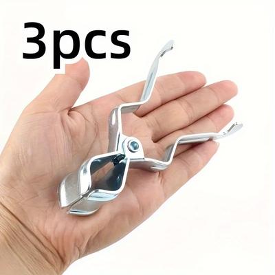 TEMU 3pcs Multi-use Camping Clips - Metal Iron For Lanterns, Towels, Clothes & Seasonings - Essential Outdoor Tent Accessories, Camping Accessories, Paper Towel Hooks Image