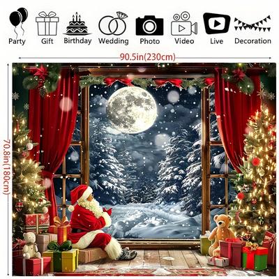 TEMU Christmas Backdrop , , Christmas Tree, Bear, Box, - For , Decoration, , Photography - 39x59 (70.8x90.5 ) Image