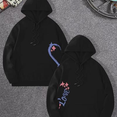 TEMU Two-piece Set Of Drawstring Hoodies With Image