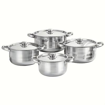 TEMU 4pcs Stainless Steel With Lid Thickened Design For Camping And Outdoor Cooking Dishwasher Safe 4 Sizes For Kitchen Gadgets Image