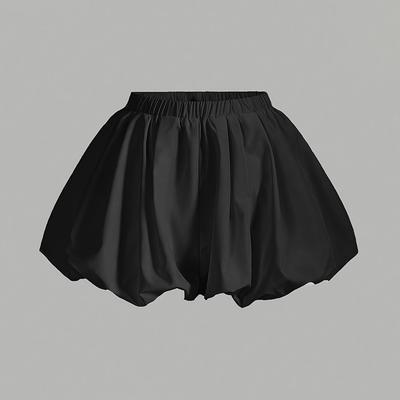 TEMU Yy0114156 Flower Bud Skirt Double-layer Cool Women's High-waisted Lantern Solid Color Shorts With Lining Image