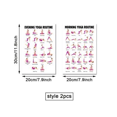 TEMU [2d Flat] 2pcs Regular Morning Yoga And Evening Yoga Poses, 30 Yoga Poses Poster, Yoga Poses Wall Art, Yoga , Yoga Poses Illustration Poster Instructional Decor - Unframed Image