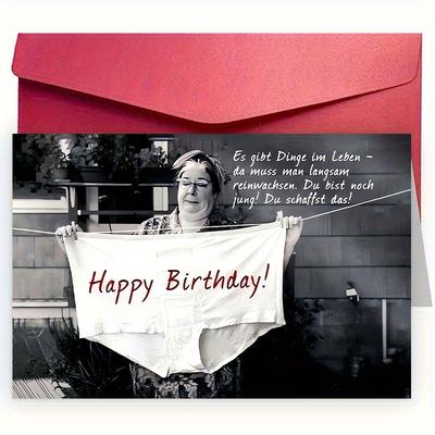 "TEMU 1pc, German Birthday Card With Envelope (12cm*18cm), A Friend, , Son, Daughter, Dad, Or Mom, Ideal For Birthday Celebrations, Holidays, New Year, "you Need To , You're ."" Image