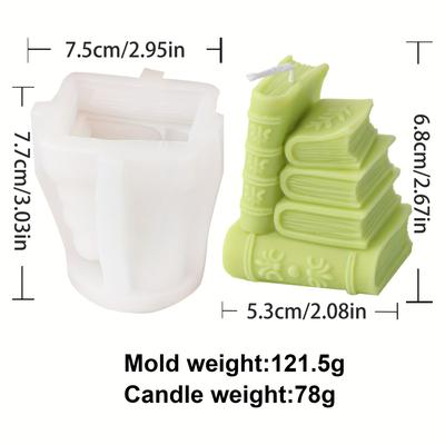 TEMU 1pc Of A Book Frame Candle Mold, Diy Set With For Crafting Handmade Book Silicone Molds Suitable For Resin, Concrete, Cement, And , Home Decoration. Image
