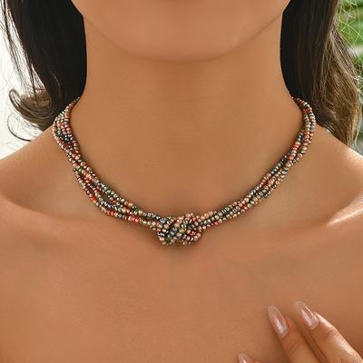 TEMU Bohemian Artificial Crystal Bead Necklace For Women Image