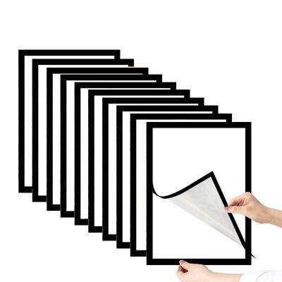 TEMU 10pcs Classic Magnetic Photo Frames A4 Size, Reusable Vertical Oblong Wall Display With Golden/silvery/black Options For Home And Office Decor, Magnetic Frame For Wal Image