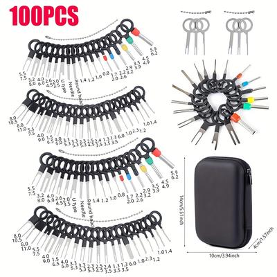 TEMU 100pcs Car Terminal Retractor Set, Wire Harness Terminal Disassembly Tool, Wire Harness Terminal Topper, Includes Waterproof Storage Box Image