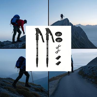 TEMU 2pcs Trekmasters Aluminum Trekking Poles - Adjustable, Light & For Hiking, Mountaineering & - The Perfect Labor Day Gear For Trail Enthusiasts Image