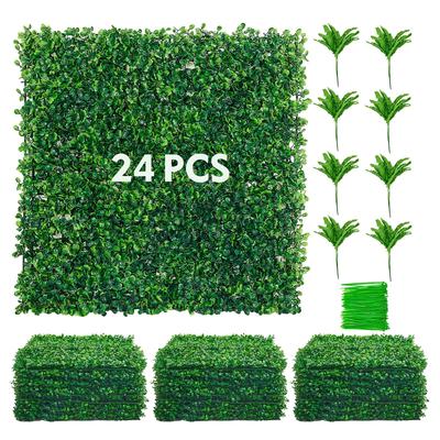 "TEMU 12/24pcs Artificial Buxus Hedge Panels - 10" X 10" Realistic Privacy Screens For Indoor & Outdoor Use, Ideal For Gardens, Fences, Backyards, And , Long-lasting And" Image
