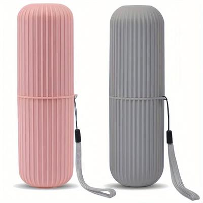 TEMU 2pcs Travel Toothbrush Set, Multiple Combinations, Portable Toothbrush Holders Travel Case, Toothbrush Holders For Travel, Camp, Home,, Business, Bathroom, 2pcs, Holiday Gifts Image