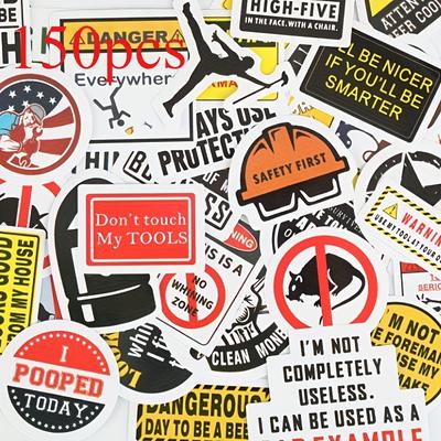 TEMU 150pcs Of Humorous Vinyl Stickers Featuring Hard Hats And Tool Boxes - Waterproof, Matte Decals Suitable For Construction Workers, Mechanics, Welders, Electricians, And Other Funny Stickers. Image