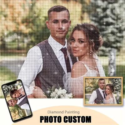 TEMU Custom Photo 5d Diy Painting, 40cm*50cm, Decoration , Unique Holiday Gift, Turn Your Photos Into Sparkling Diamond Paintings Image