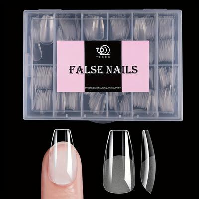 TEMU 240pcs Transparent Mid-grade Semi-frosted No Grinding Artificial Nail Tips Image