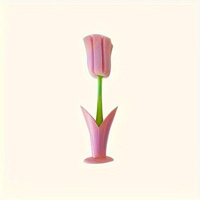 TEMU 1pc Tulip Style Reusable Cup Brush With Detachable Sponge Head - Long Handle Bottle And Glass Cleaner, Plastic, Kitchen Use Image