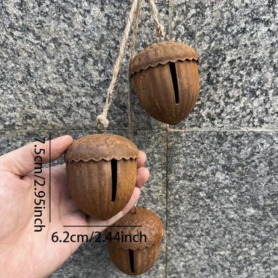 TEMU A Set Of Outdoor Decorative Wind Chimes, Measuring 7.5cm/2.95inch, With A Rust-colored . Hand- And With Jute Rope For Hanging, Producing Sound Suitable For Yard, Lawn, And Garden Decoration. Image