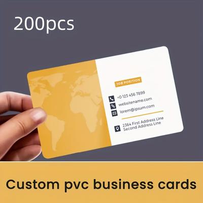 TEMU 200/500/1000pcs Custom Double-sided Pvc Business Cards - Waterproof Glossy Finish, 3.54x2.12 Inch Personalized Text & Design, Professional Cards For Networking, Marketing, Image