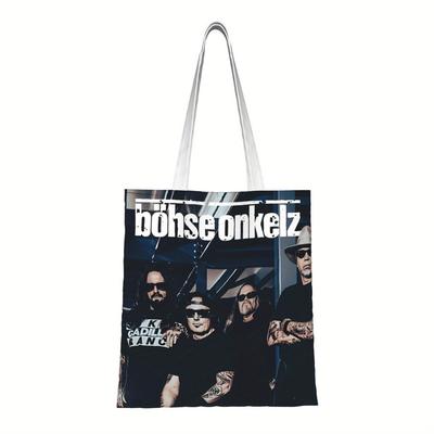 TEMU Bohse Onkelz Canvas Tote Bag - Spacious, Sturdy Shopping & Picnic Bag With Adjustable Straps, No Closure, Ideal For Casual , Picnic Bag|graphic Print Tote| Handle Bag, Bohse Onkelz Image
