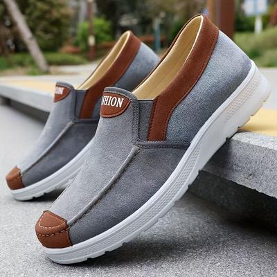 TEMU Men's Casual Low Top Solid Color Slip-on Round Toe Lightweight Fabric Upper, Non-slip Sole, Breathable Fabric Insole, For Outdoor Running, , Spring, Fall Image