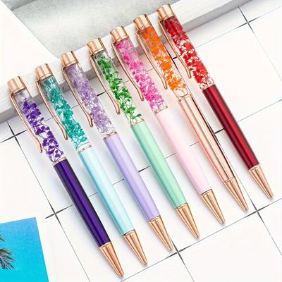 TEMU 4 Ballpoint Pens, Creatively Designed Diy Oil-filled Dry Flower Pens In Stock For Home Use, Advertising Ballpoint Pens, Flower-themed Ballpoint Pens. Image