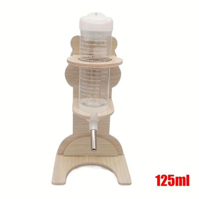 TEMU 1pc Hamster Water Bottle With Wooden Stand - Leak-proof Small Pet Hydration Feeder, For Comfortable Use, Clear Plastic Cap For Easy Monitoring Image