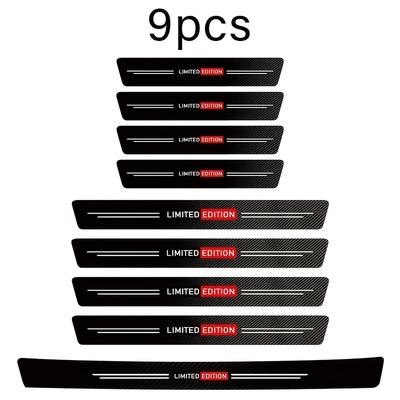 TEMU New Nine-pack Car Door Sill Protectors Anti-scratch Sticker Strips, Suitable For Trunk Bumper Wear Plate Stickers, Applicable To All Cars Image