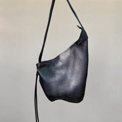 TEMU Vintage-inspired Tote Bag - Soft, Crescent-shaped Shoulder Bag With Magnetic Closure, Black, Casual , Everyday Tote Bag| Bag|unique Textur Image