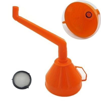 TEMU 1pc Large Capacity Sloped Plastic Funnel With Filter And Handle, Suitable For Oiling Cars And Motorcycles - Oil, Fuel, And Lubrication, Fuel Transfer | Angled Funnel | Durable Plasti Image