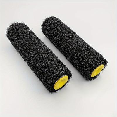 TEMU 9-inch Roller Brush With Yellow Handle For Putty Application, Wall – Heavy-duty Diy Home Decoration Tool, Plastic Material, Smooth Or Textured Walls, Home Improvement | | Dense Fiber Roller Image