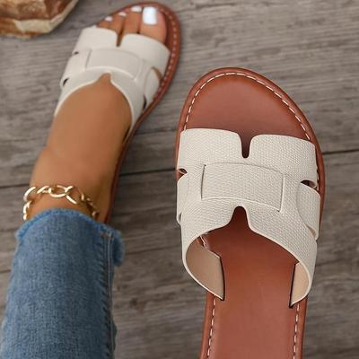 TEMU Flat Slippers For Women With A Non-slip Sole, Comfortable Insole, And A Casual Yet Stylish Design. Everyday Wear With A Crisscross Strap And Sturdy Build. Image