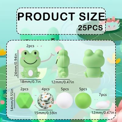 TEMU 25pcs Cute 3d Frog Silicone Beads Set - Beading Kits Image