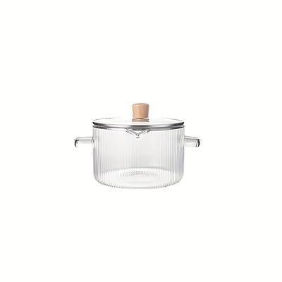 TEMU Silicon Borosilicate Glass Cookware Set With Lid - Heat Resistant Cookware For Stoves, Ovens And Sensors - Suitable For Soups, Milk, Rice, And Food Image